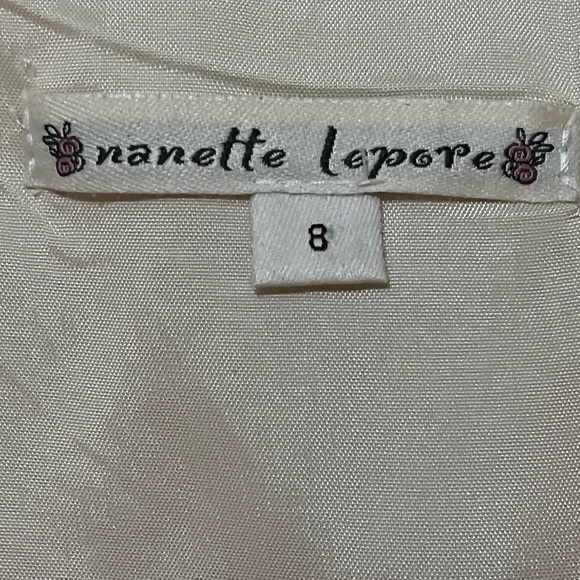 Nanette Lepore ivory silk fully lined top tulip sleeves dress blouse sz 8 - Picture 5 of 7